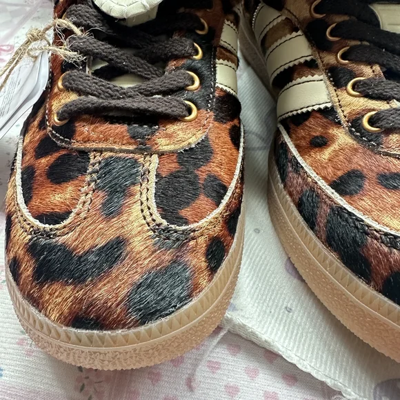 adidas x Wales Bonner Samba Leopard Print Pony Hair Low-Top Sneakers - Picture 4 of 11